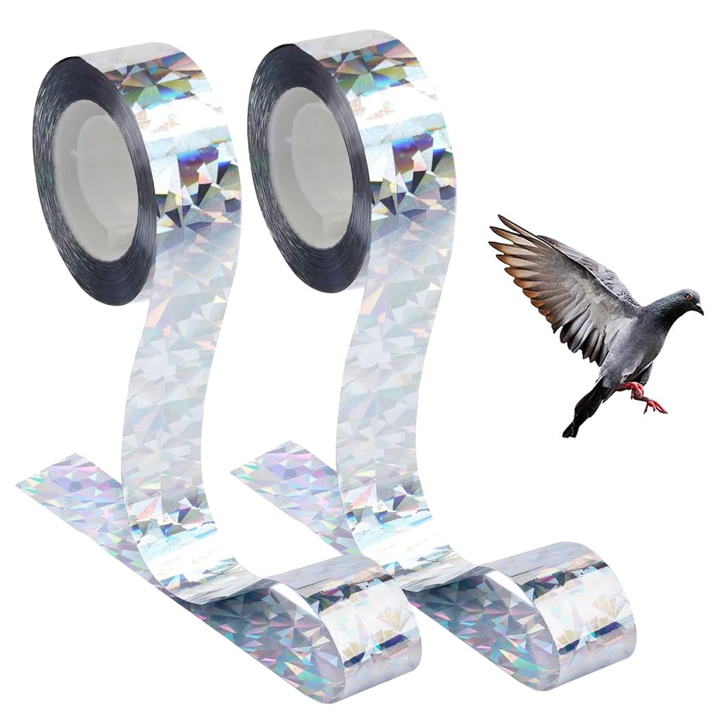 HASTHIP 80M Bird Scare Tape Reflective - Multicolored Reflective Birds Repellent - Tapepigeon Repellent For Balcony - Outdoor Pigeon Spikes - Birds Deterrent Repellent Devices Tape(2.5cm*80m-2 Roll) HASTHIP 80M Bird Scare Tape Reflective - Multicolored Reflective Birds Repellent - Tapepigeon Repellent For Balcony - Outdoor Pigeon Spikes - Birds Deterrent Repellent Devices Tape(2.5cm*80m-2 Roll)